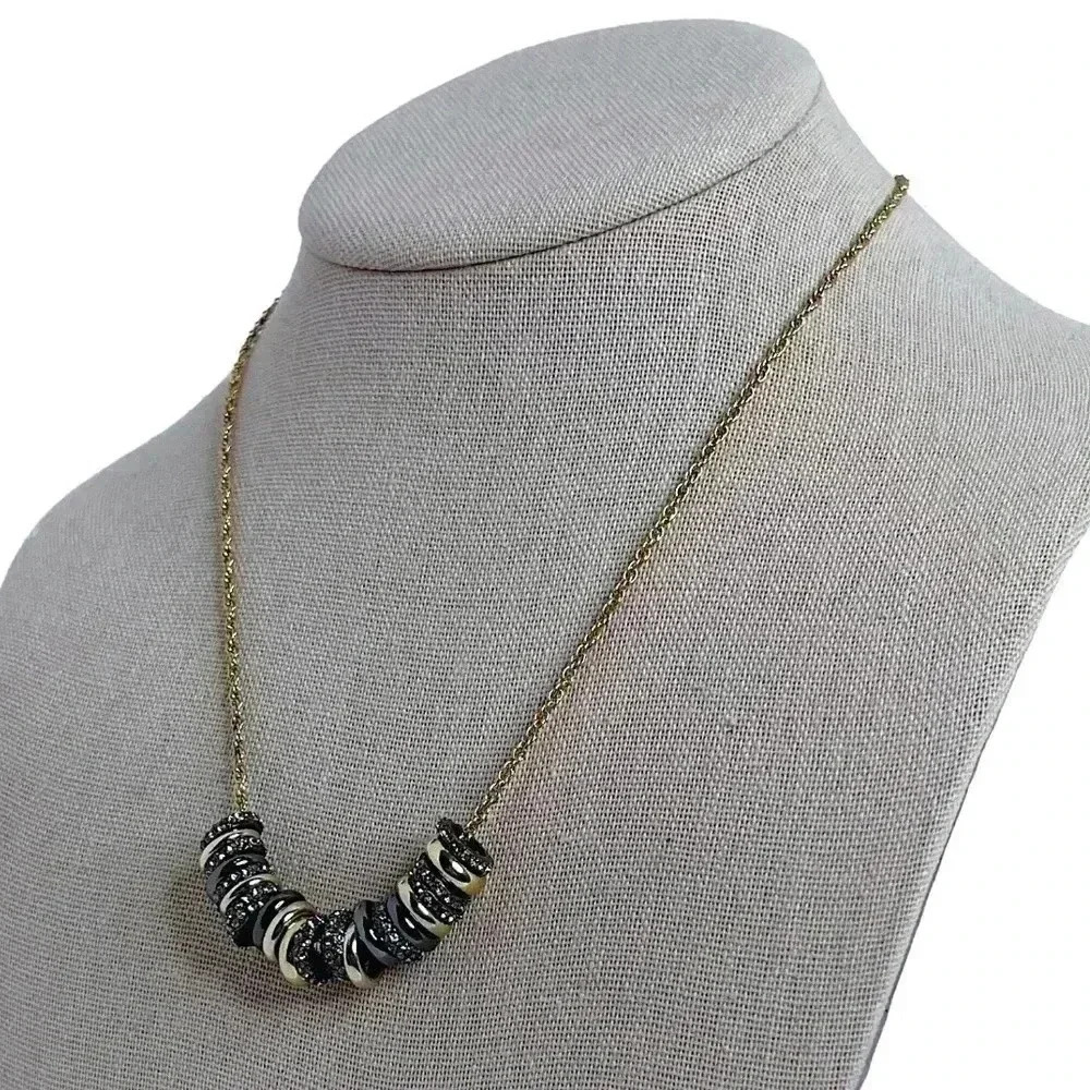 Ann Taylor Gold Necklace Black and Gold Rings Bohemian Boho Chic